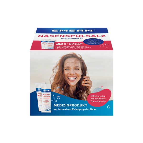 Emsan® Nasenspülsalz multimineral Verpackung des Emsan® Nasenspülsalz multimineral
